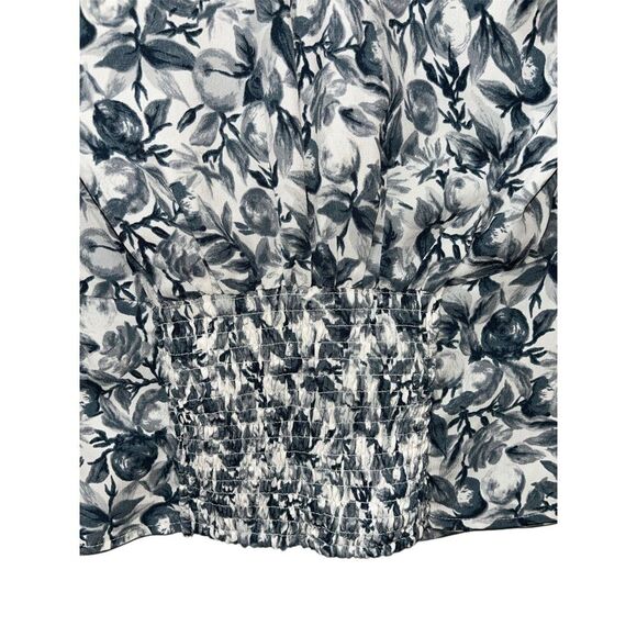 Abercrombie & Fitch Long Sleeve Deep V Blouse Small Fruit Toile Print Smocked - Picture 7 of 7